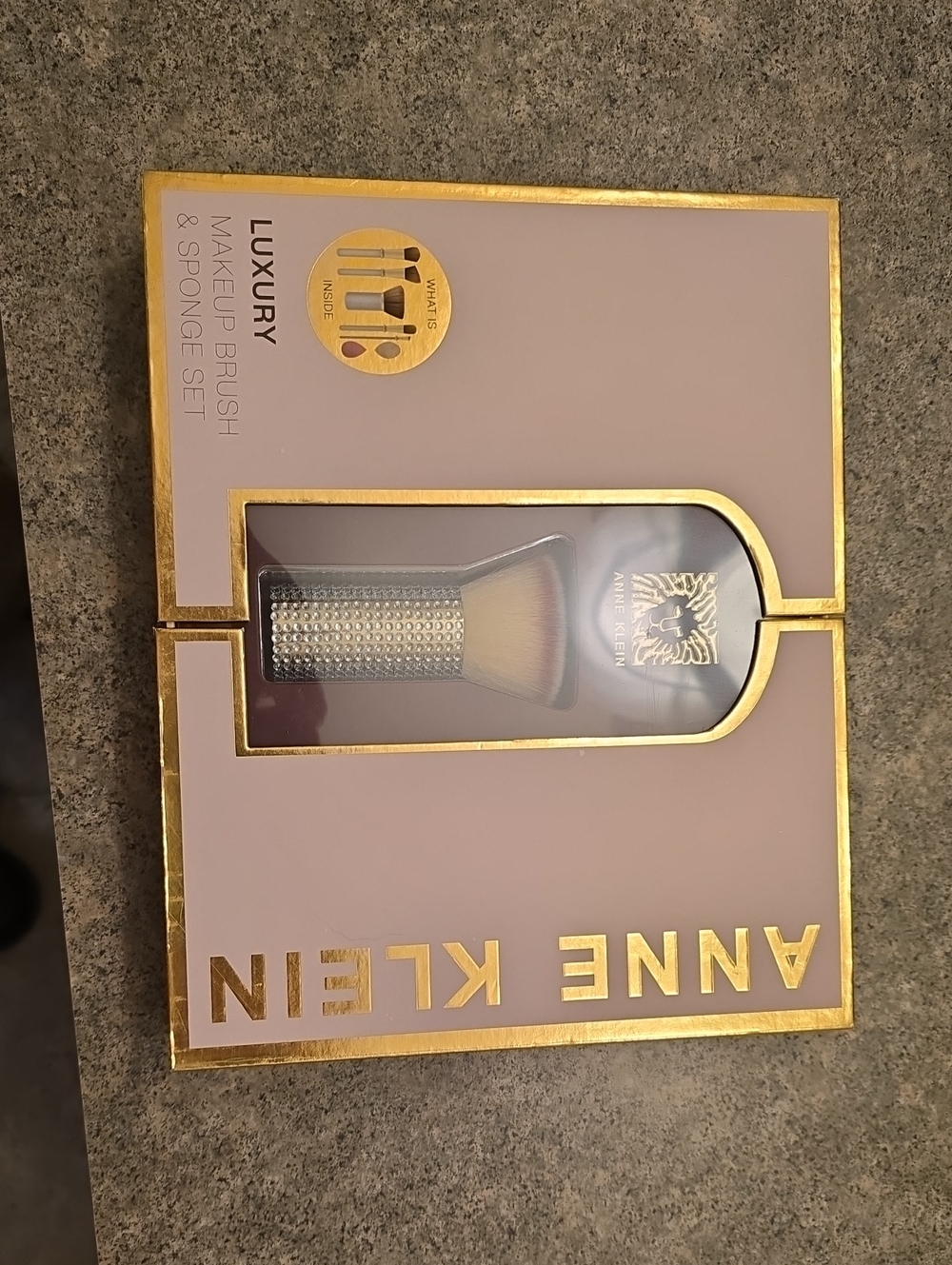 Anne Klein Blush Pink & Gold Makeup Brush & Sponge Set
